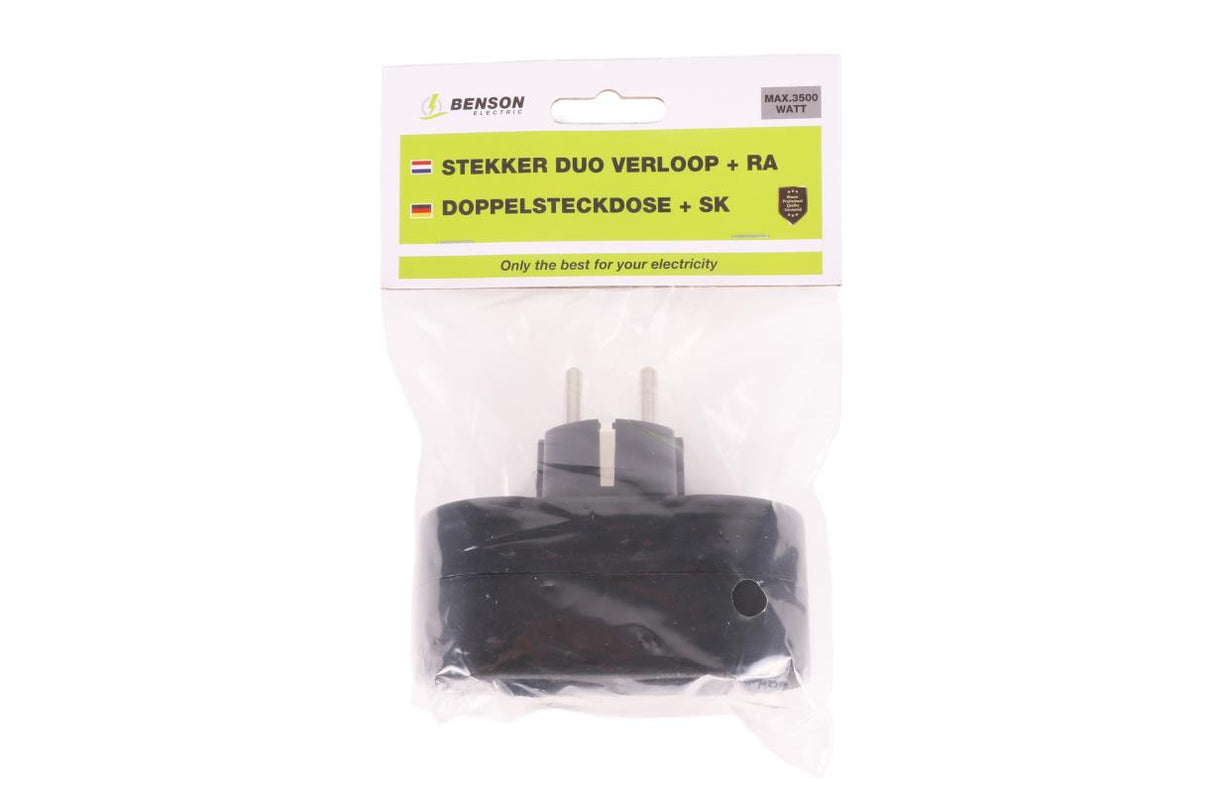 Steckdosenadapter 2-fach + SK (horizontal) schwarz