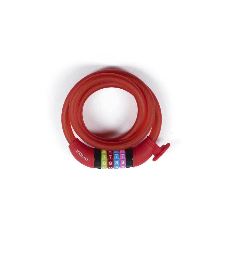Xolid cable combination lock 12 x 1200 mm red