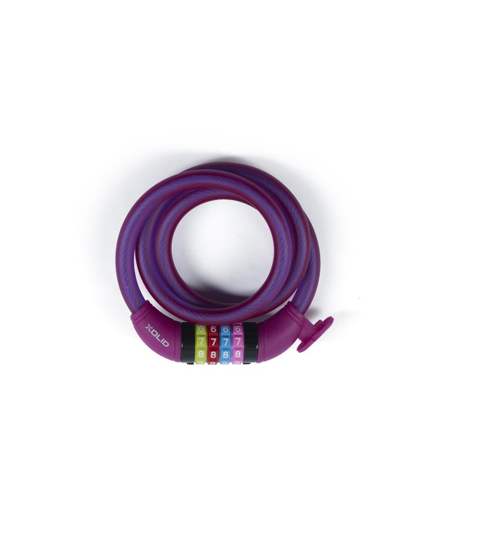 Serrure à combinaison de câble Xolid 12 x 1200 mm violet