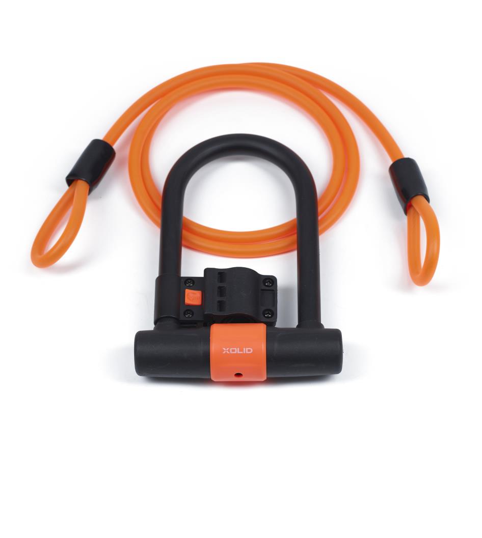 Xolid U-lock 180 x 245 mm + cable 12 x 1800 mm orange