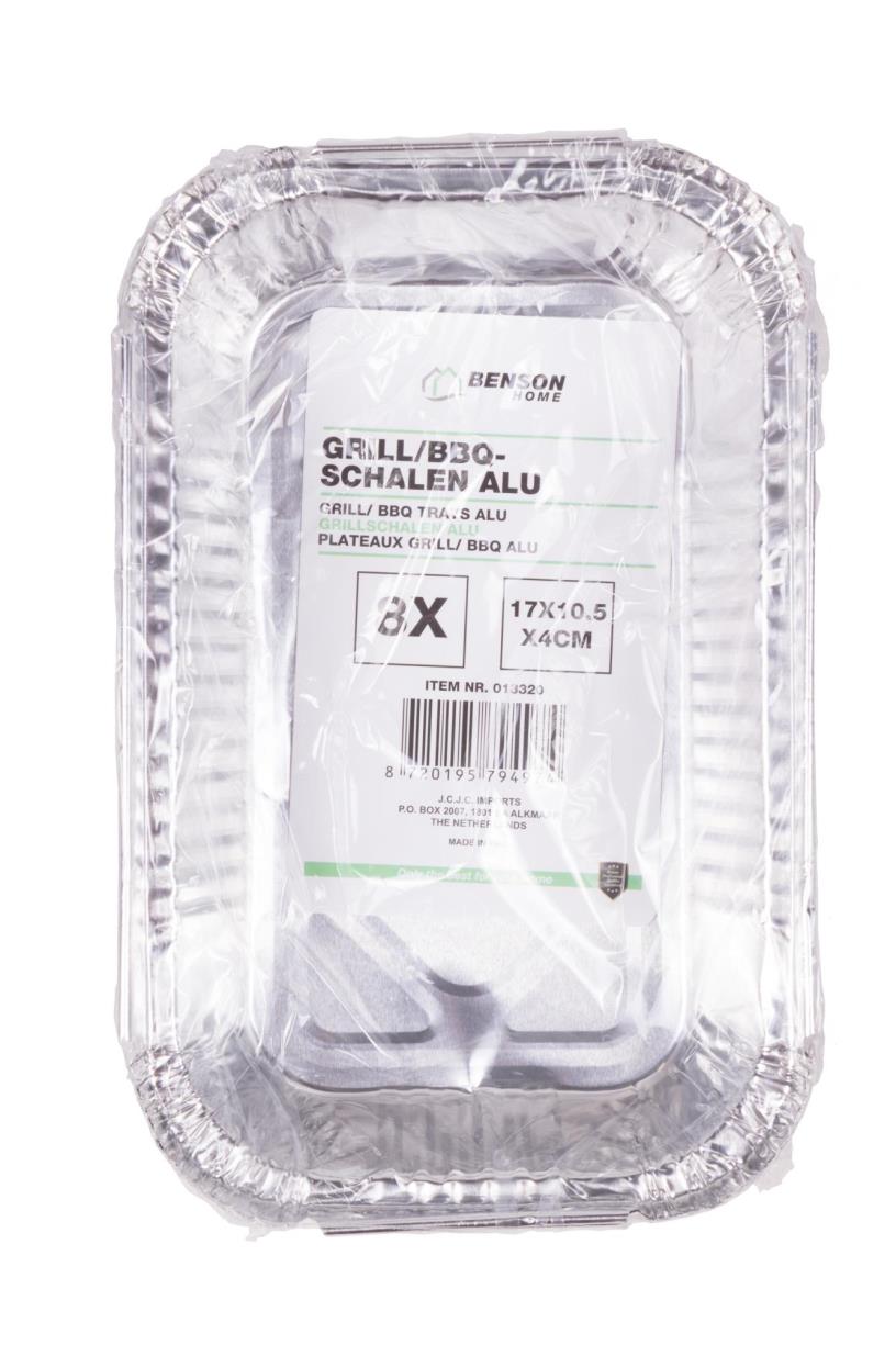 Plateaux grill/ BBQ alu 8 pcs 17 x 10,5 x 4cm