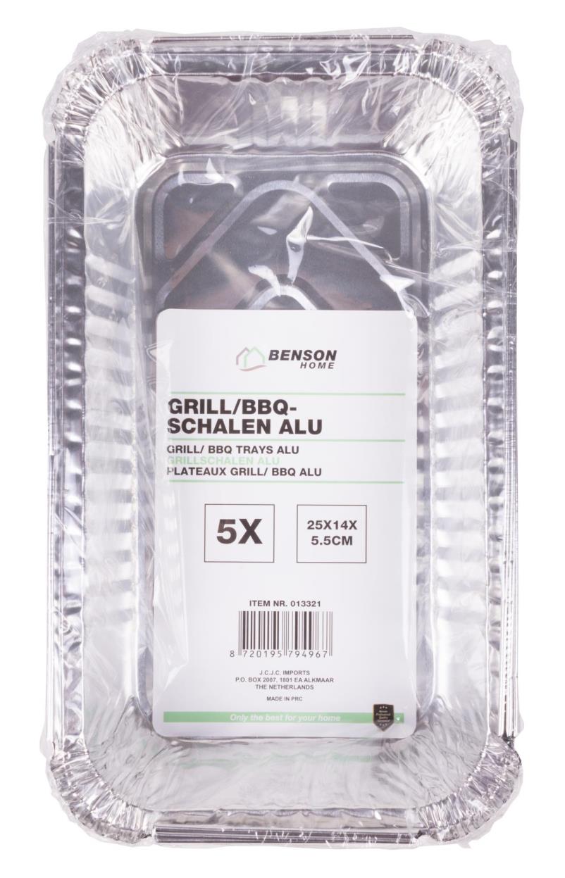Grill/ BBQ trays alu 5 pcs 25 x 14 x 5,5 cm