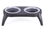 Pet food bowls foldable in holder