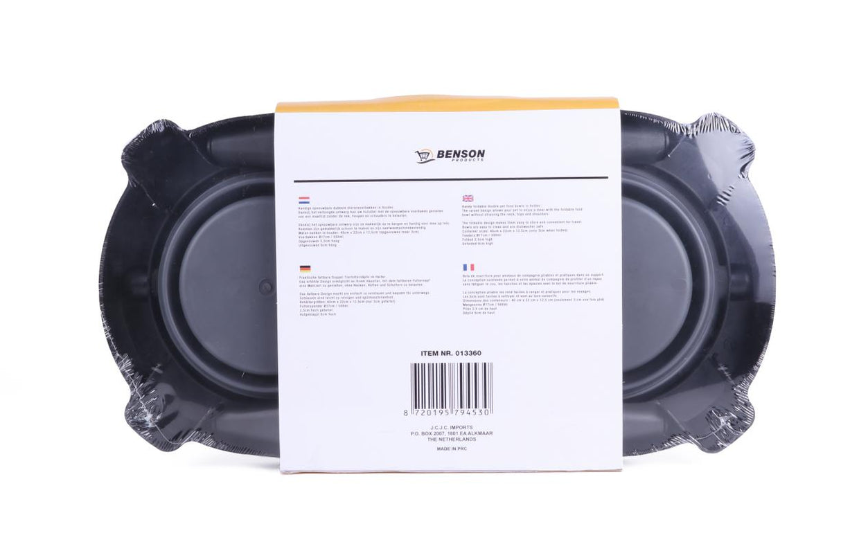 Pet food bowls foldable in holder