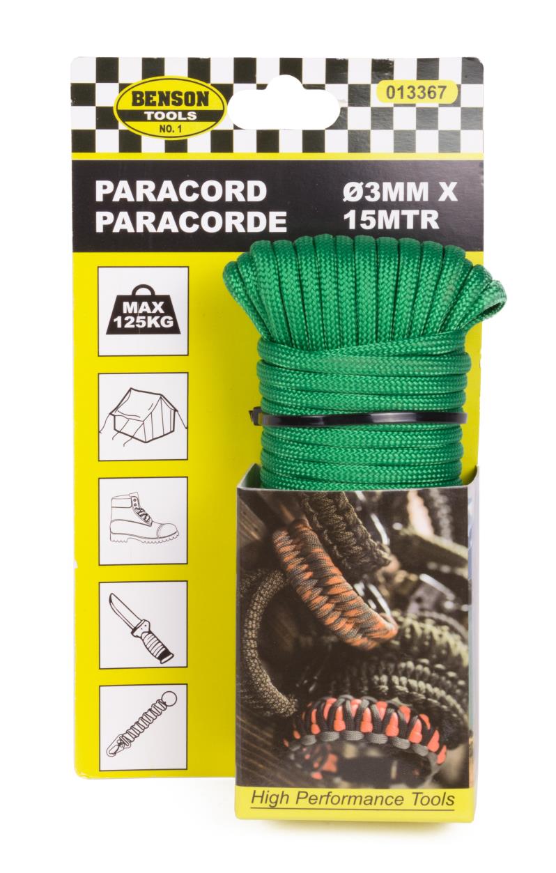 Paracord 3 mm x 15 m green