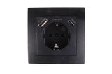 Stopcontact RA inbouw met USB-A/C zwart