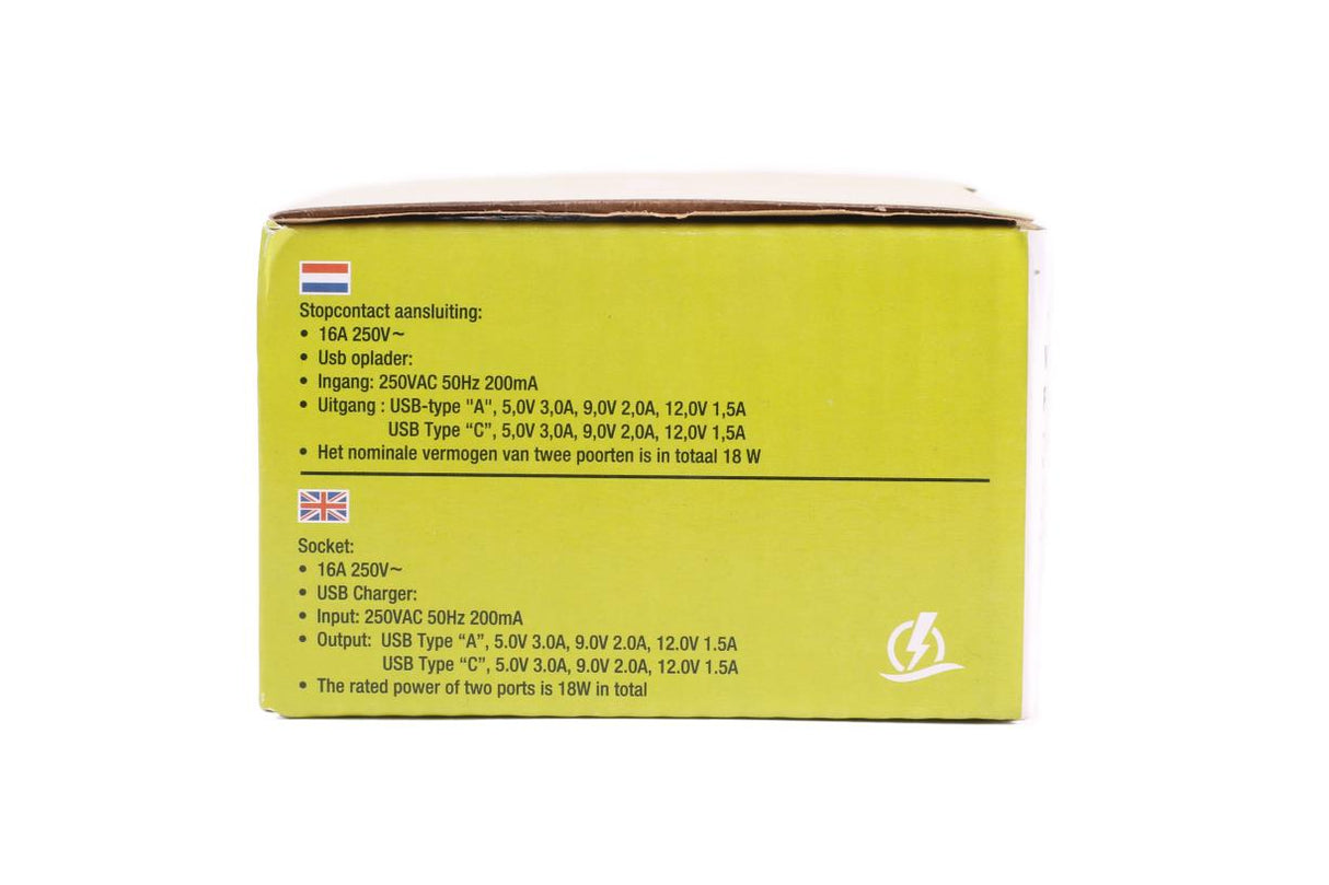 Stopcontact RA inbouw met USB-A/C zwart
