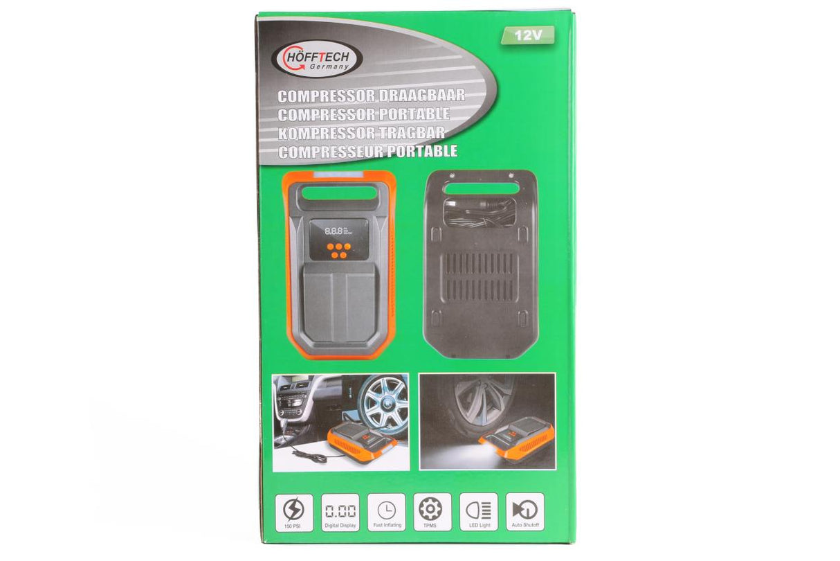 Compressor 12V 150 psi met accessoires draagbaar