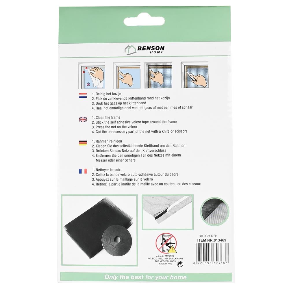 Insect screen for window 130 x 150 cm black