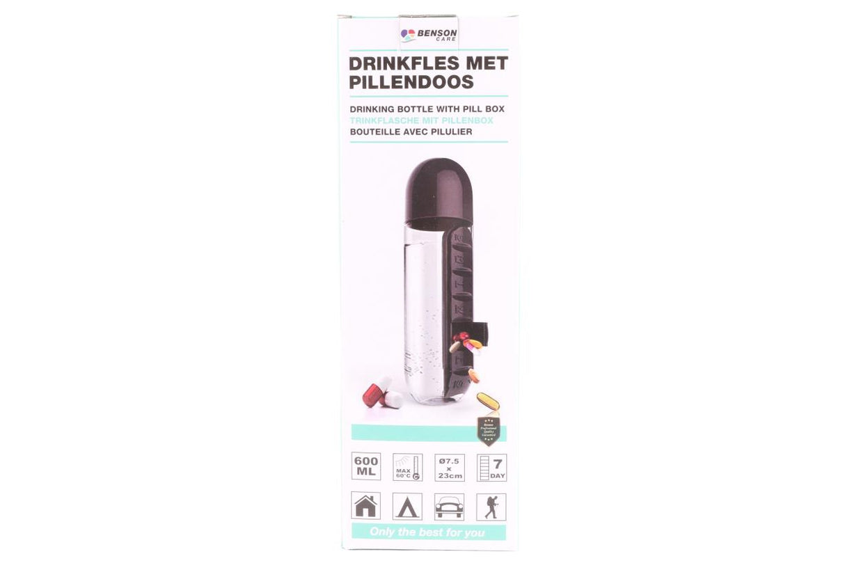 Bouteille avec pilulier 600 ml mix
