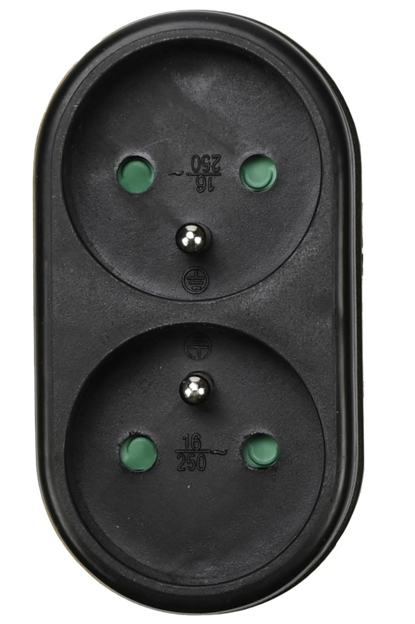 Steckdosenapapter A-Pin 2-fach schwarz