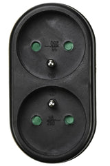 Steckdosenapapter A-Pin 2-fach schwarz