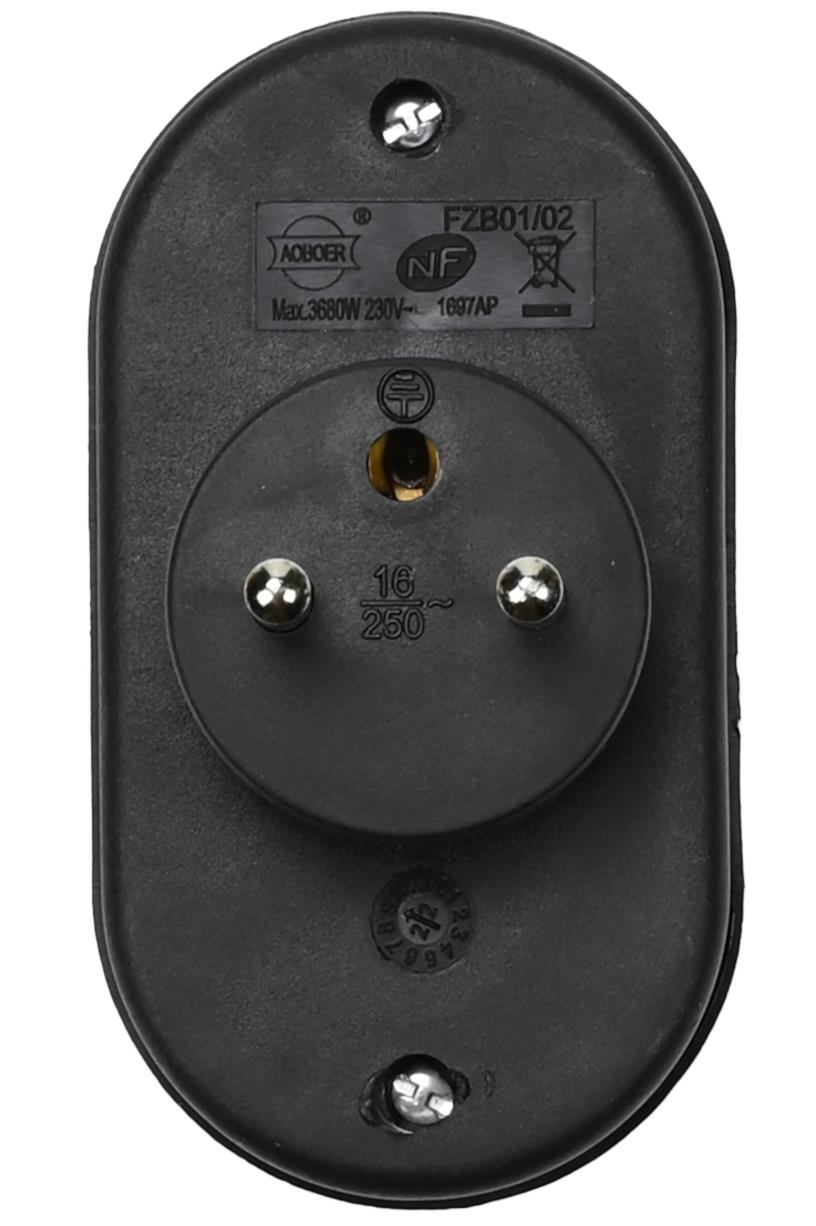 Steckdosenapapter A-Pin 2-fach schwarz