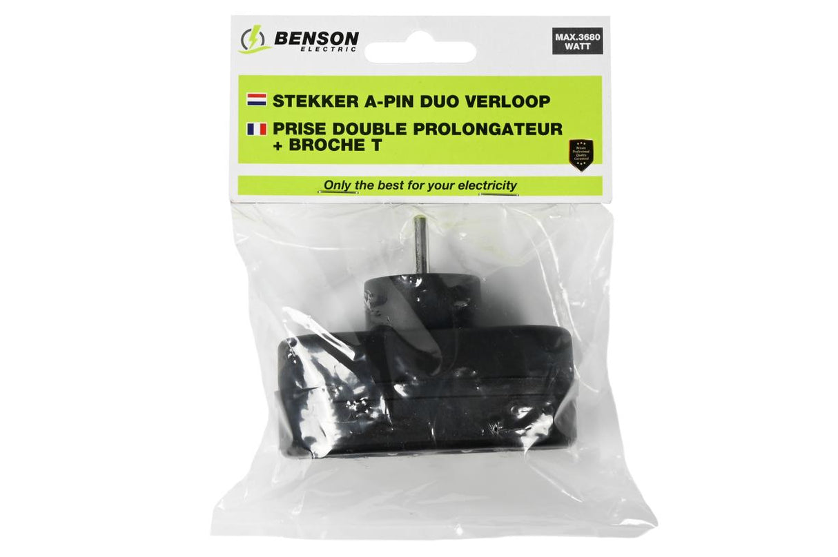 Steckdosenapapter A-Pin 2-fach schwarz