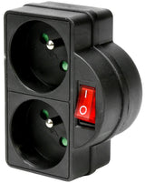 Socket type E + switch duo black