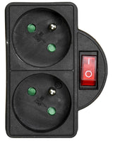 Socket type E + switch duo black