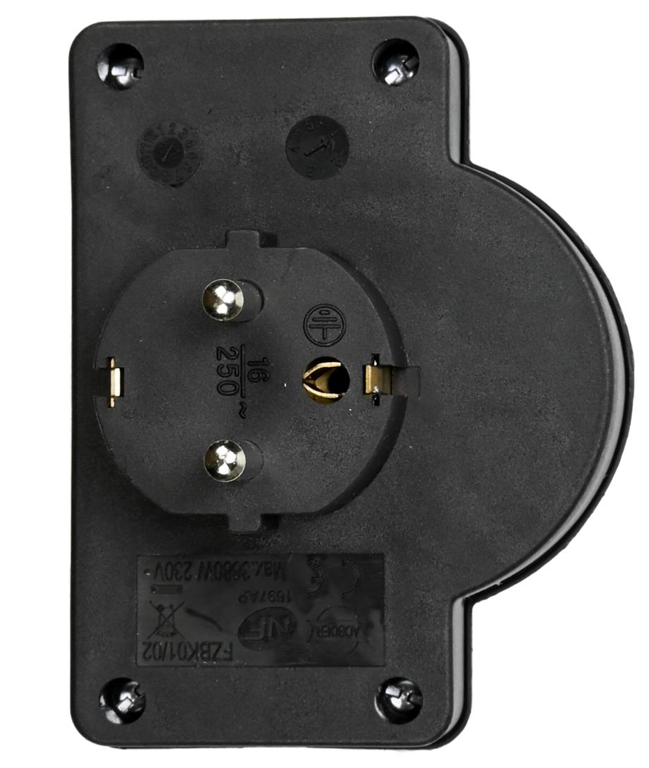 Socket type E + switch duo black