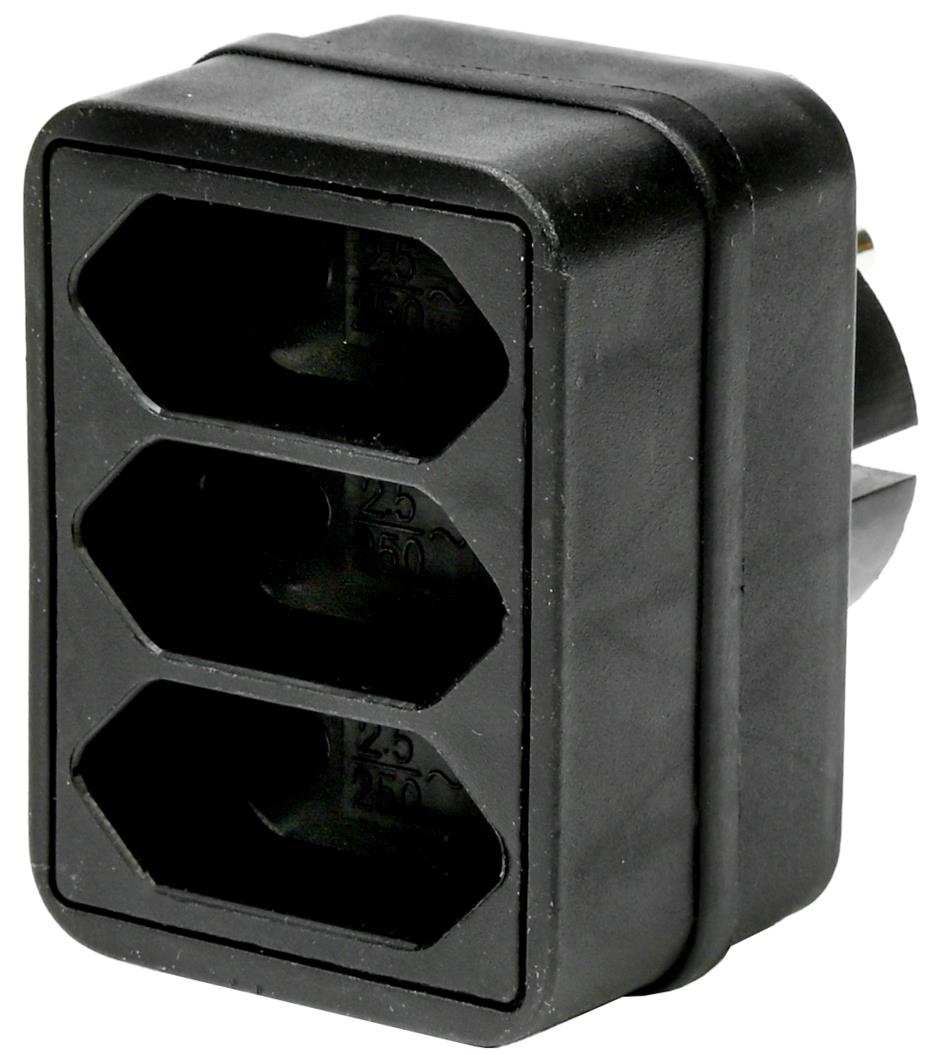 Steckdosenadapter 3-fach schwarz
