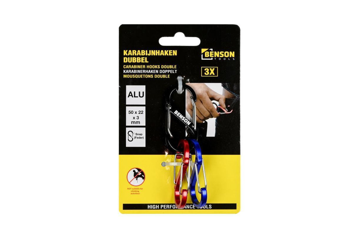 Set de mousquetons double 3 pcs 3 x 50 mm