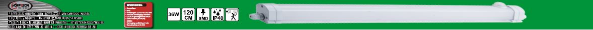 LED armatuur 36W 120 cm IP40 koppelbaar + sensor