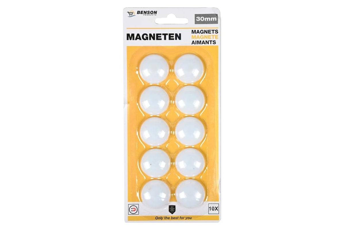 Magneet 30 mm 10 dlg wit