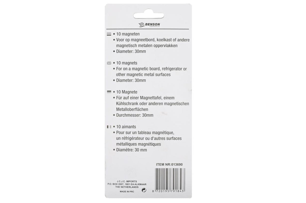 Aimants 30 mm 10 pcs blanc