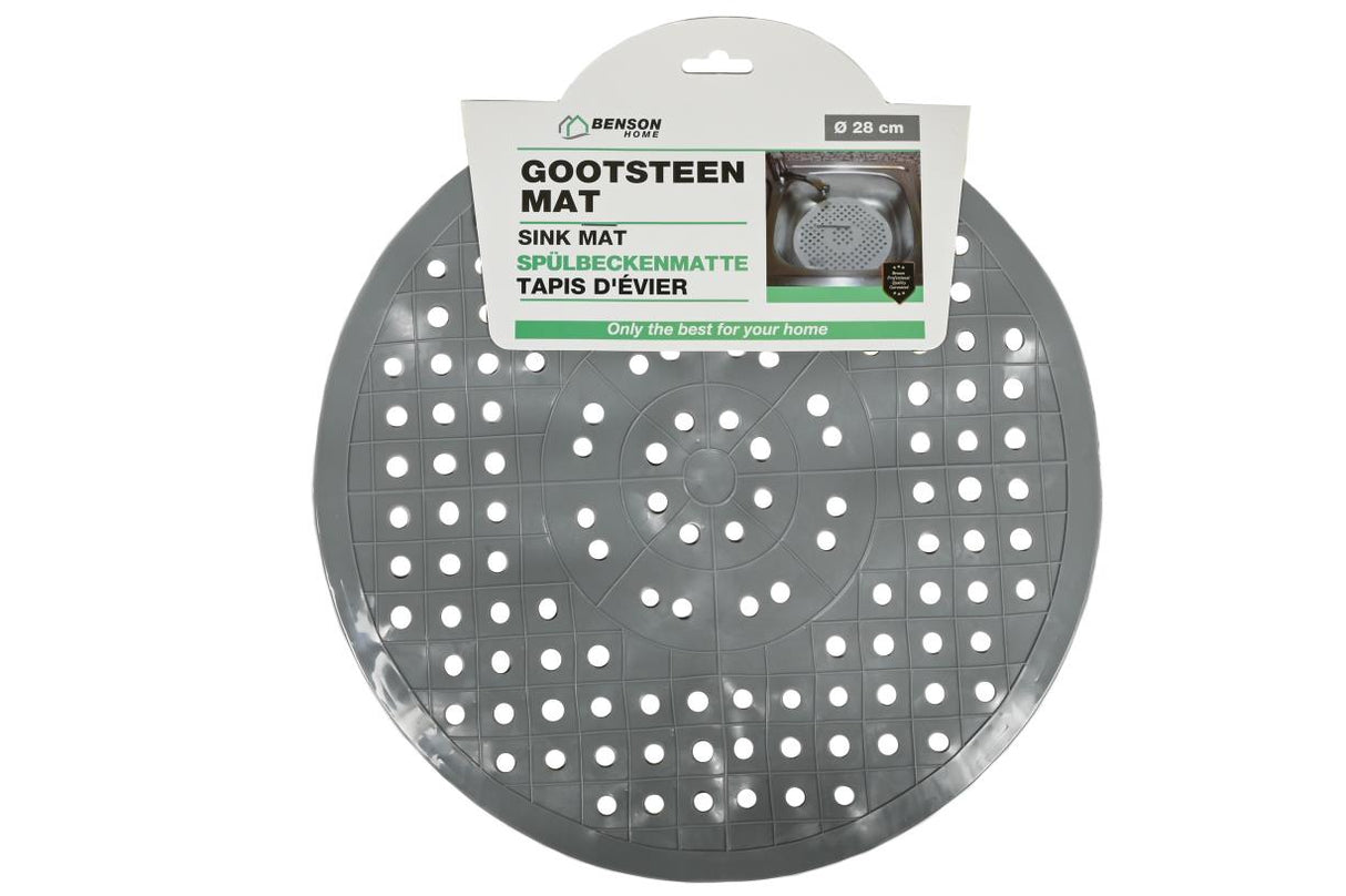 Tapis d'évier PVC rond gris