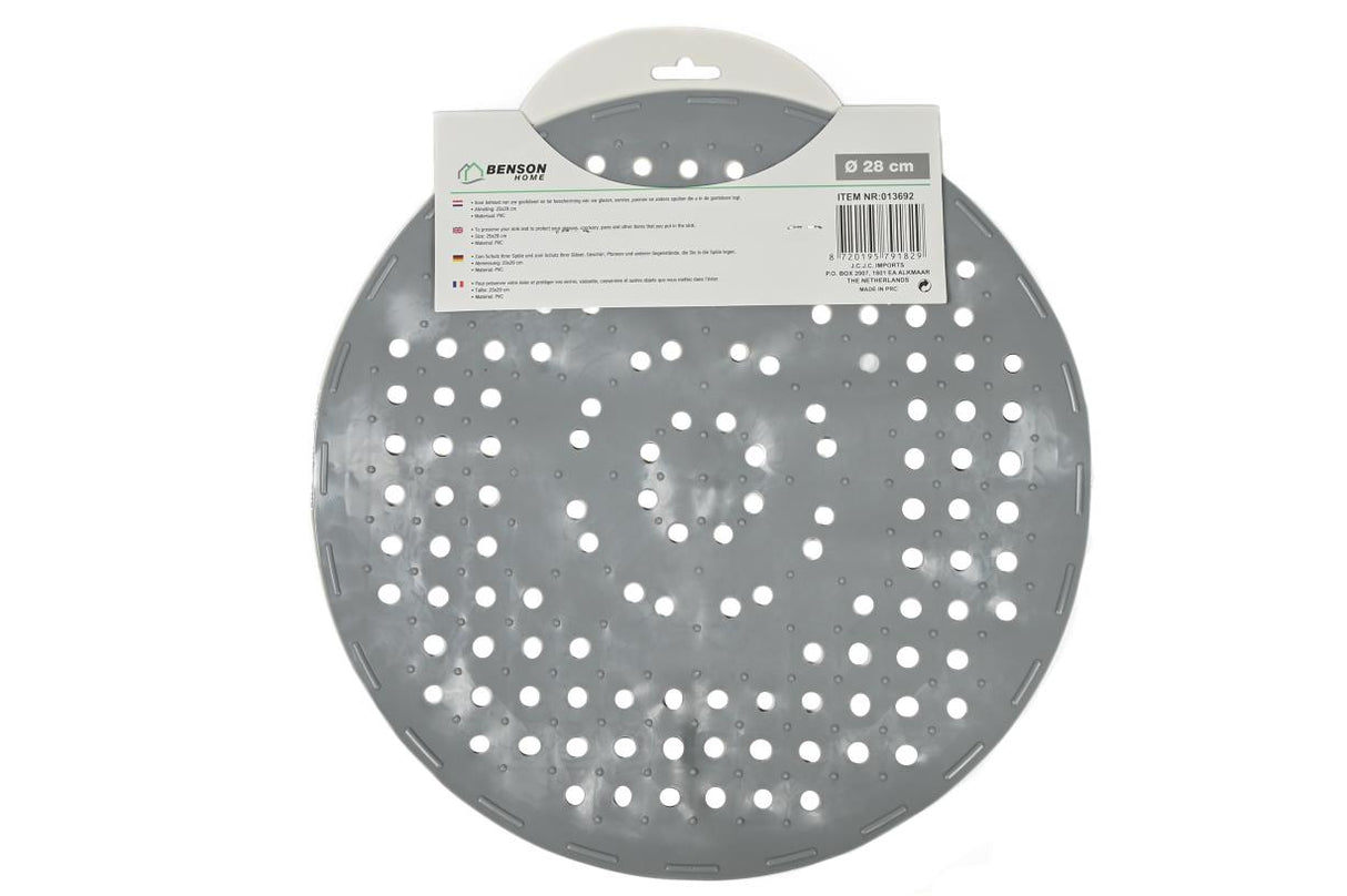 Tapis d'évier PVC rond gris