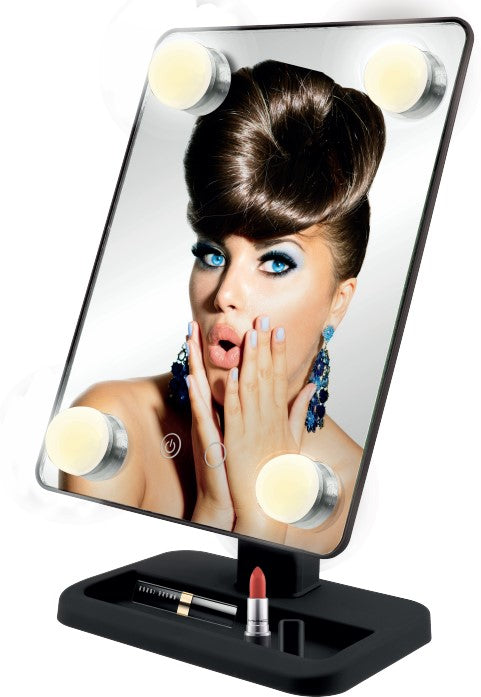 Miroir make-up 4 LED hollywood noir