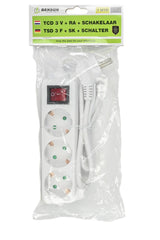 Extension socket 3-way + earth + switch 1 m