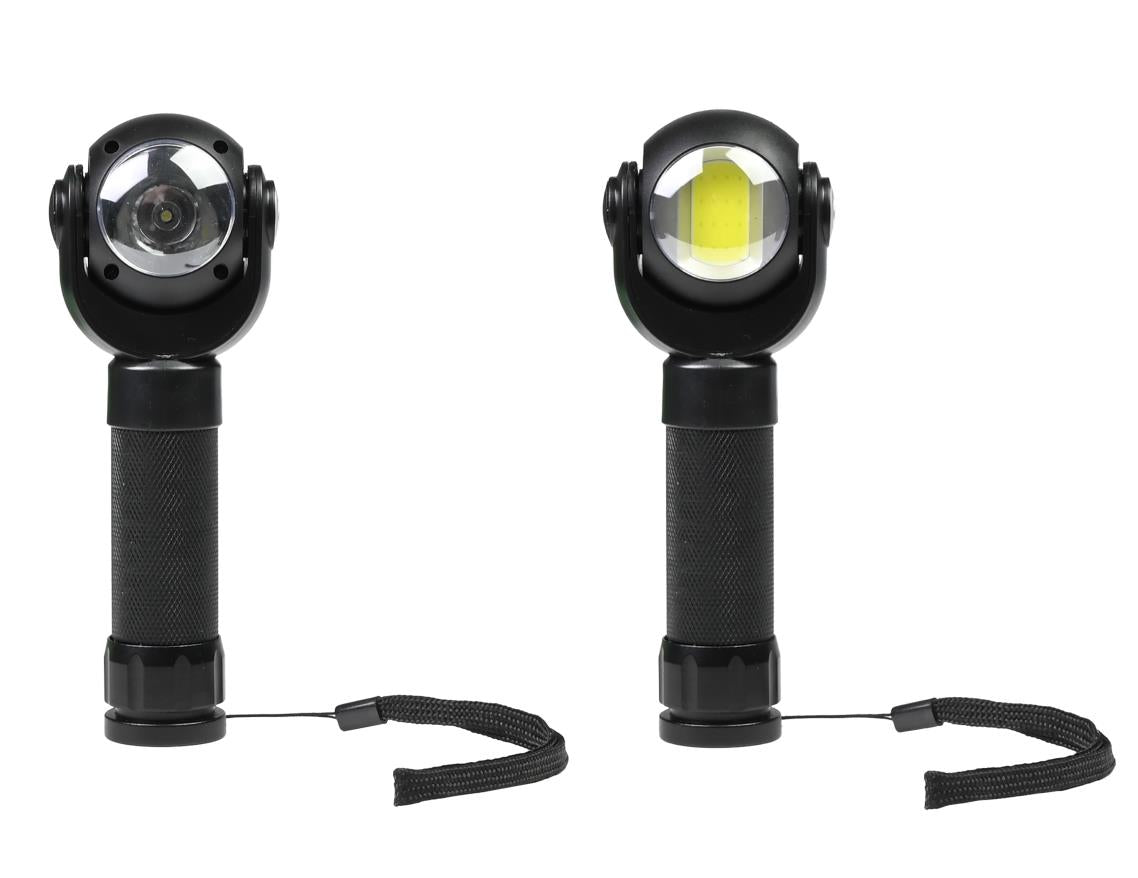 LED Lampe de poche + tête rotative + COB alu