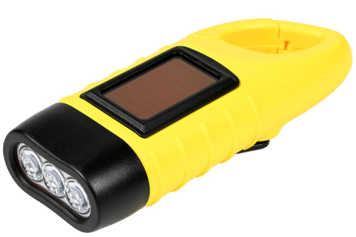 Solar zaklamp + karabijnhaak + dynamo