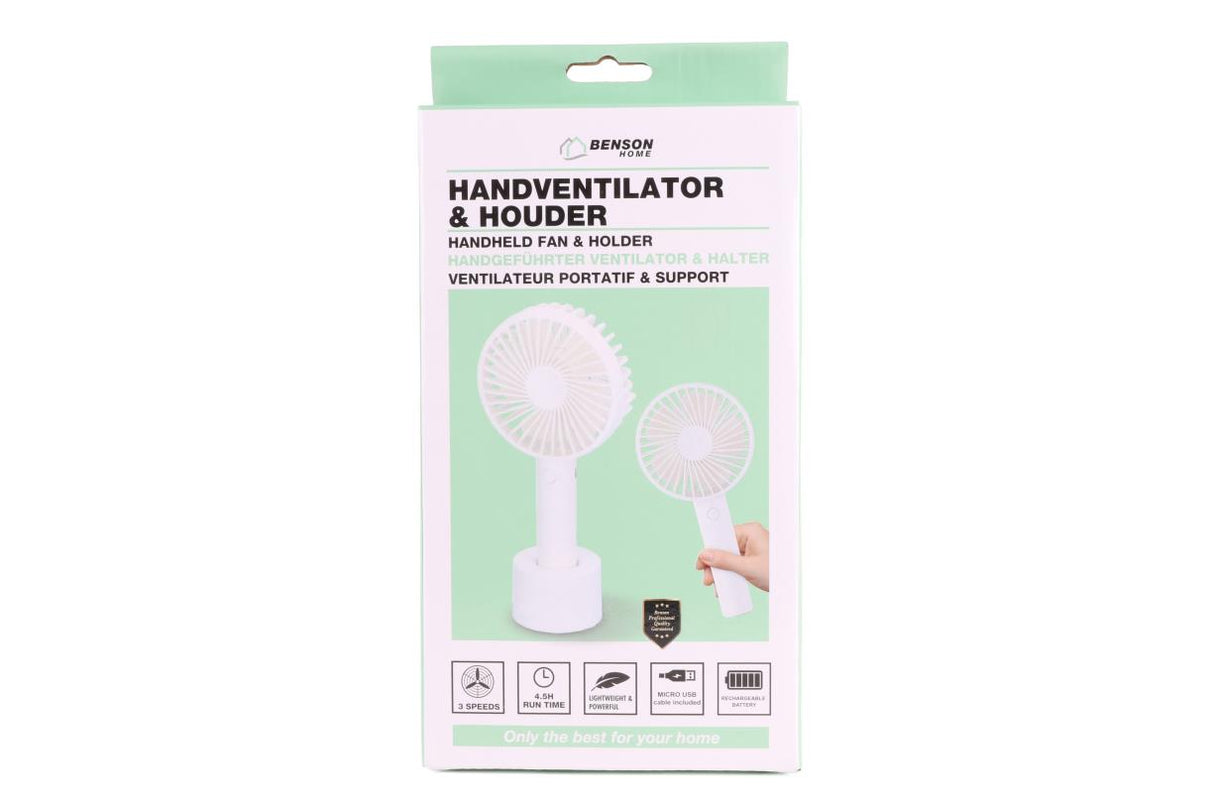 Ventilator hand + houder oplaadbaar