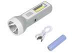 Torch 1W LED + 1W COB rechargeable gray