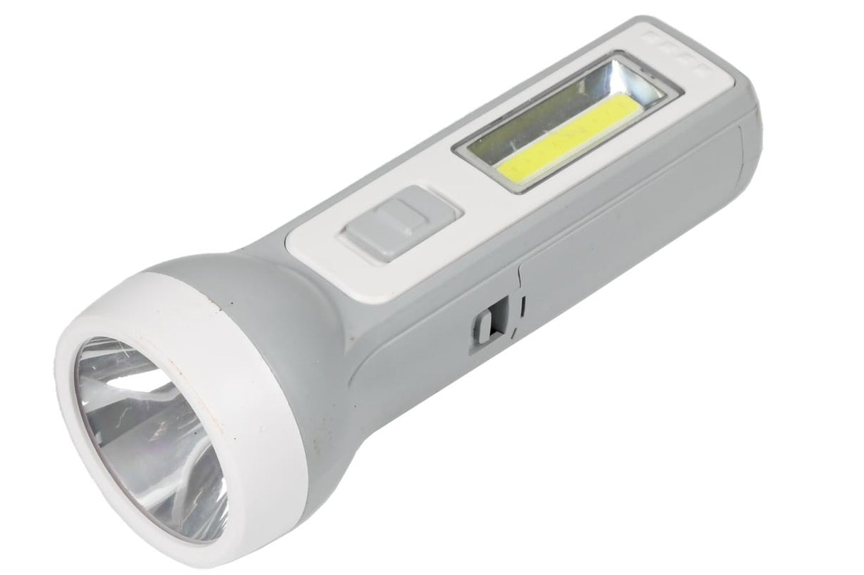 Torch 1W LED + 1W COB rechargeable gray