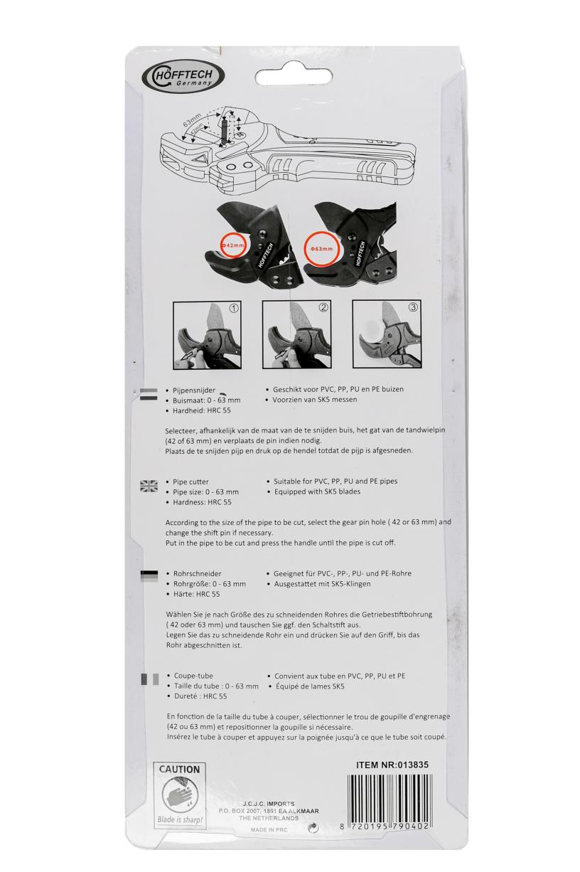 Pijpensnijder PVC 0-42/63 mm