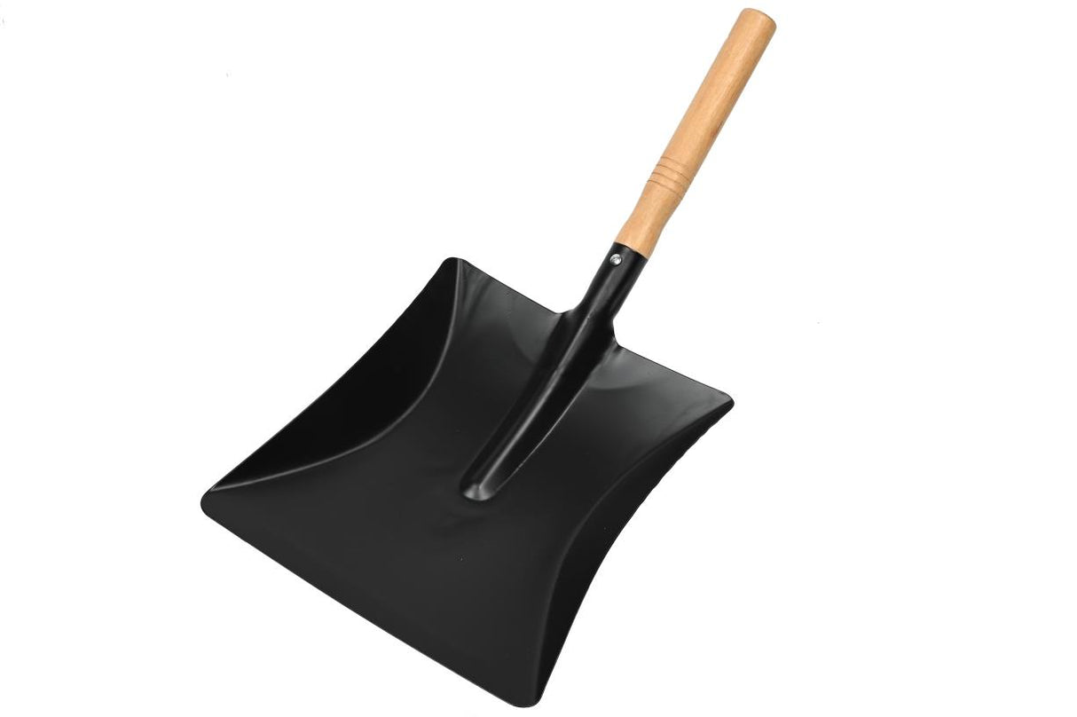 Stofblik poeder gecoat staal + houten steel