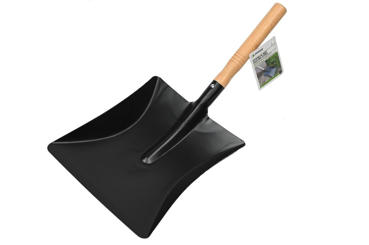 Kehrschaufel aus pulverbeschichtetem Stahl + Holzstiel