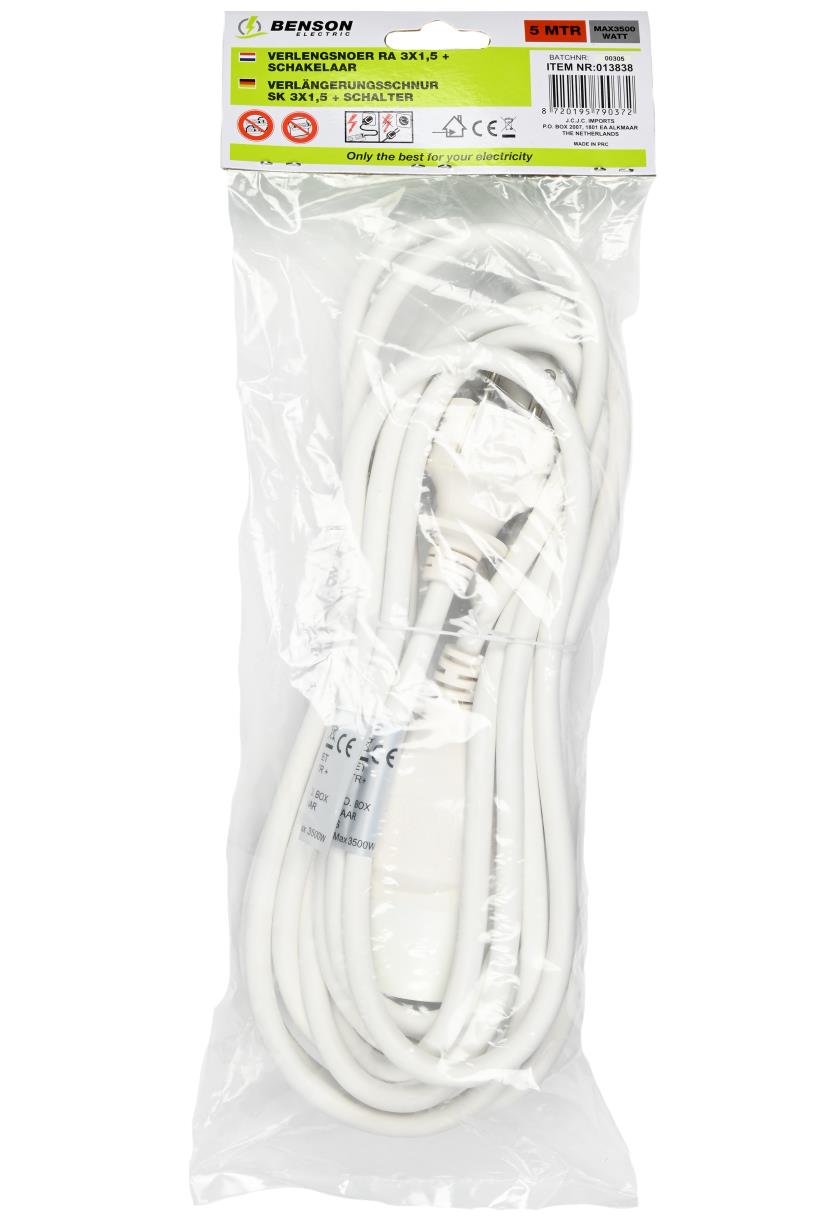 Rallonge + terre 3 x 1.5 + interrupteur 5 m