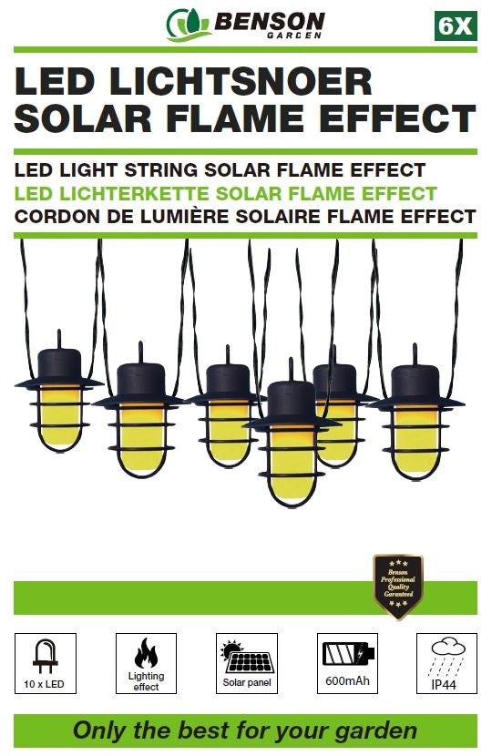 Cordon de lumière 6 pcs 2 m solaire flame effect