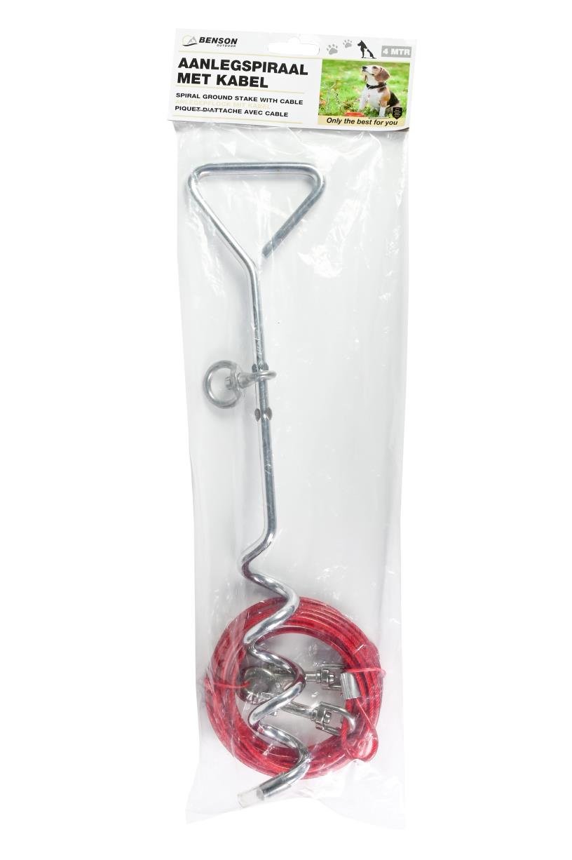 Aanlegspiraal met kabel 6 mtr honden/katten