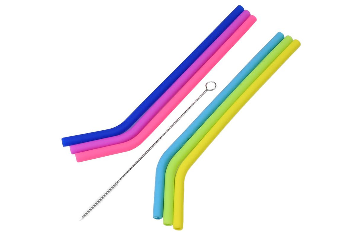 Straws silicone bend 6 pcs + cleaning brush