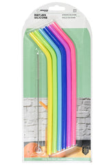 Straws silicone bend 6 pcs + cleaning brush