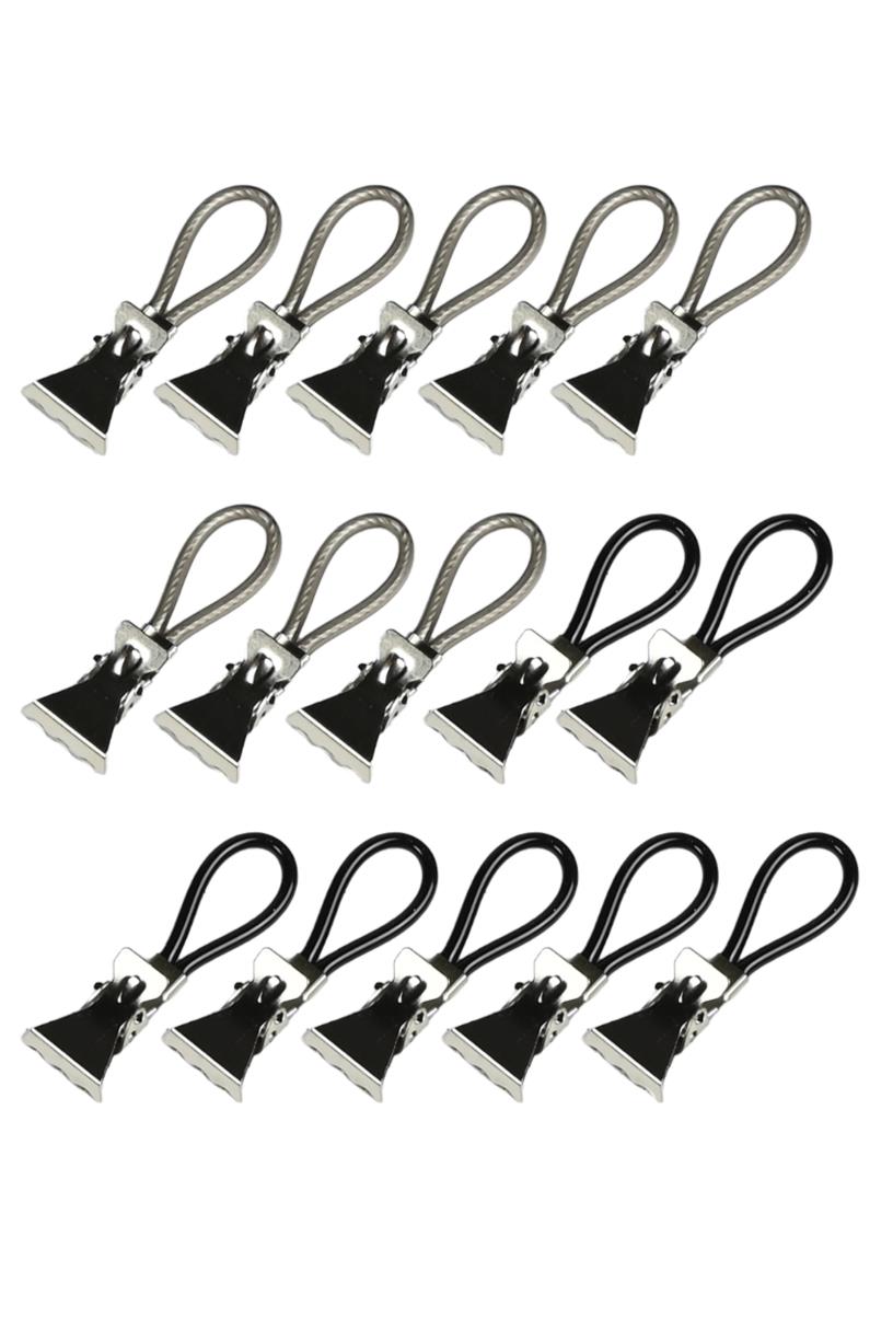 Pinces attache-torchon gris/noir 15 pcs
