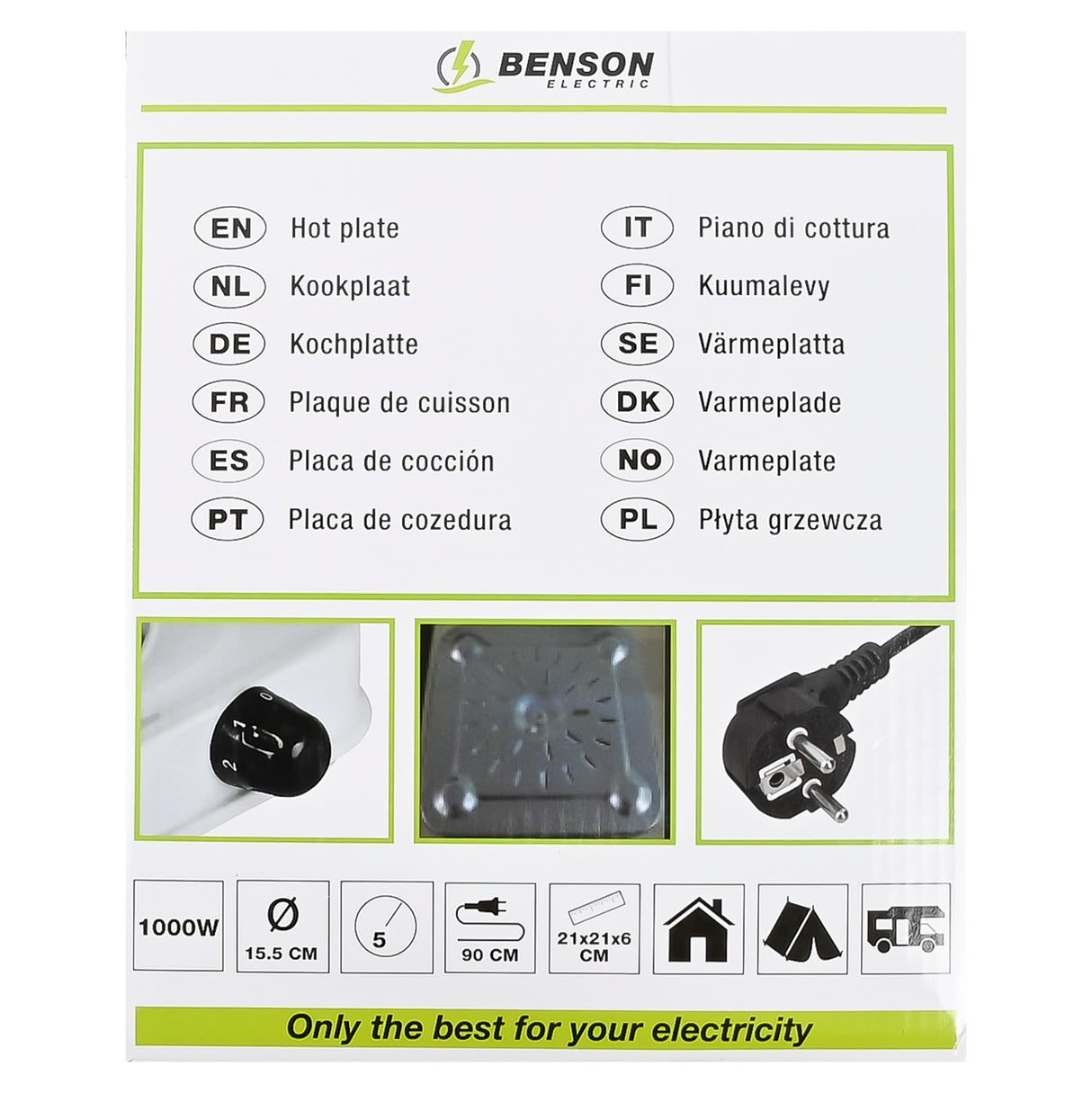 Kookplaat enkel wit 1000W actie