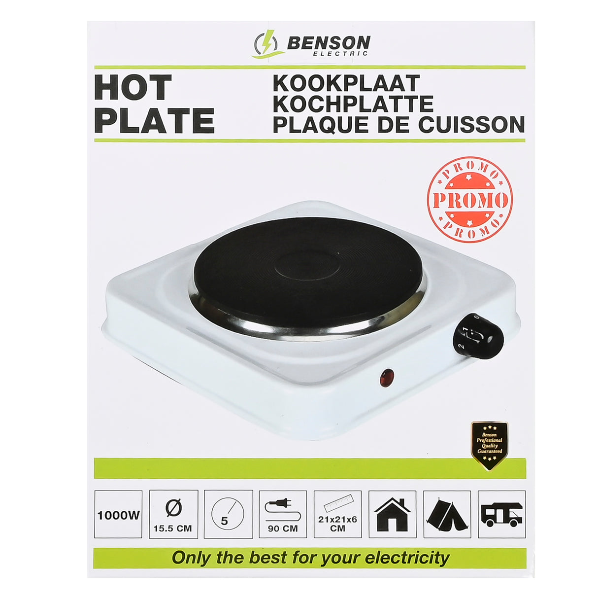 Kookplaat enkel wit 1000W actie