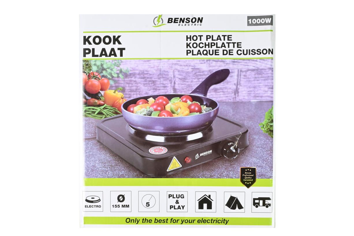 Plaque de cuisson electric simple noir 1000W