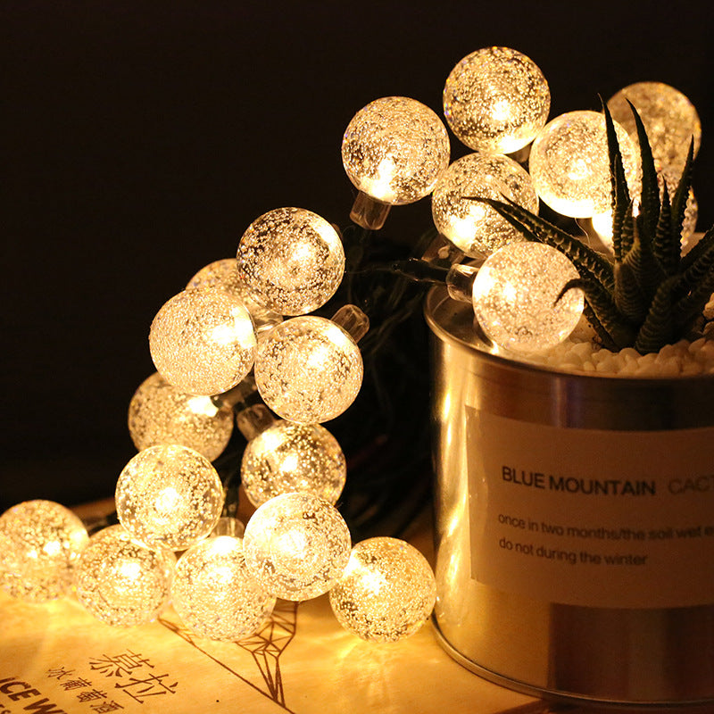 Deco lichtsnoer bolletjes solar wit 20 LED 5 mtr