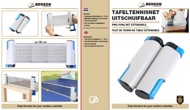 Filet de tennis de table extendable