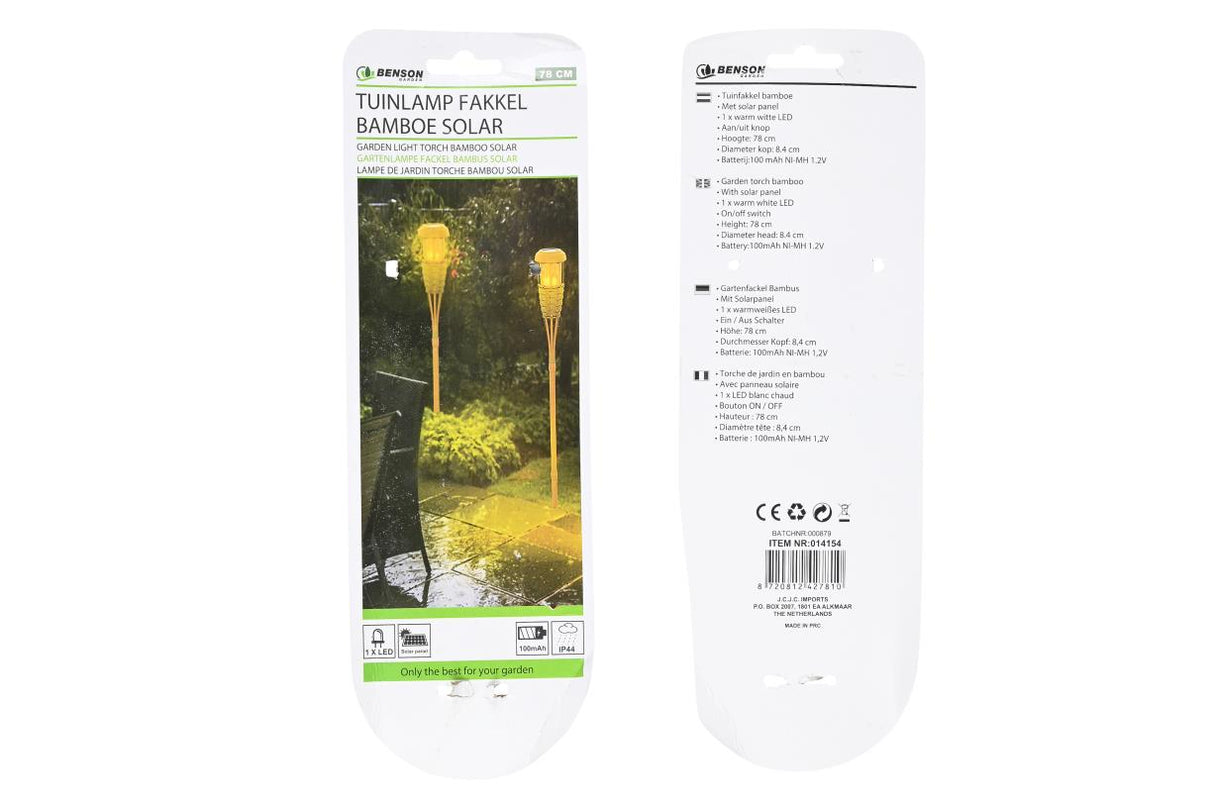 Garden light torch bamboo solar 78 cm